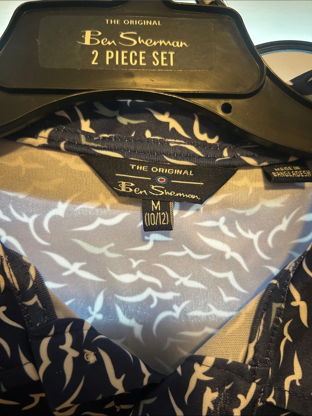 Boys Ben Sherman Navy Polo with White Shark Print